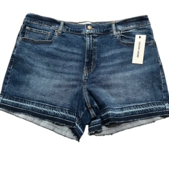 NEW DKNY Denim Jeans Shorts Mid Rise Dark Wash Women’s Sz 14/32 NWT